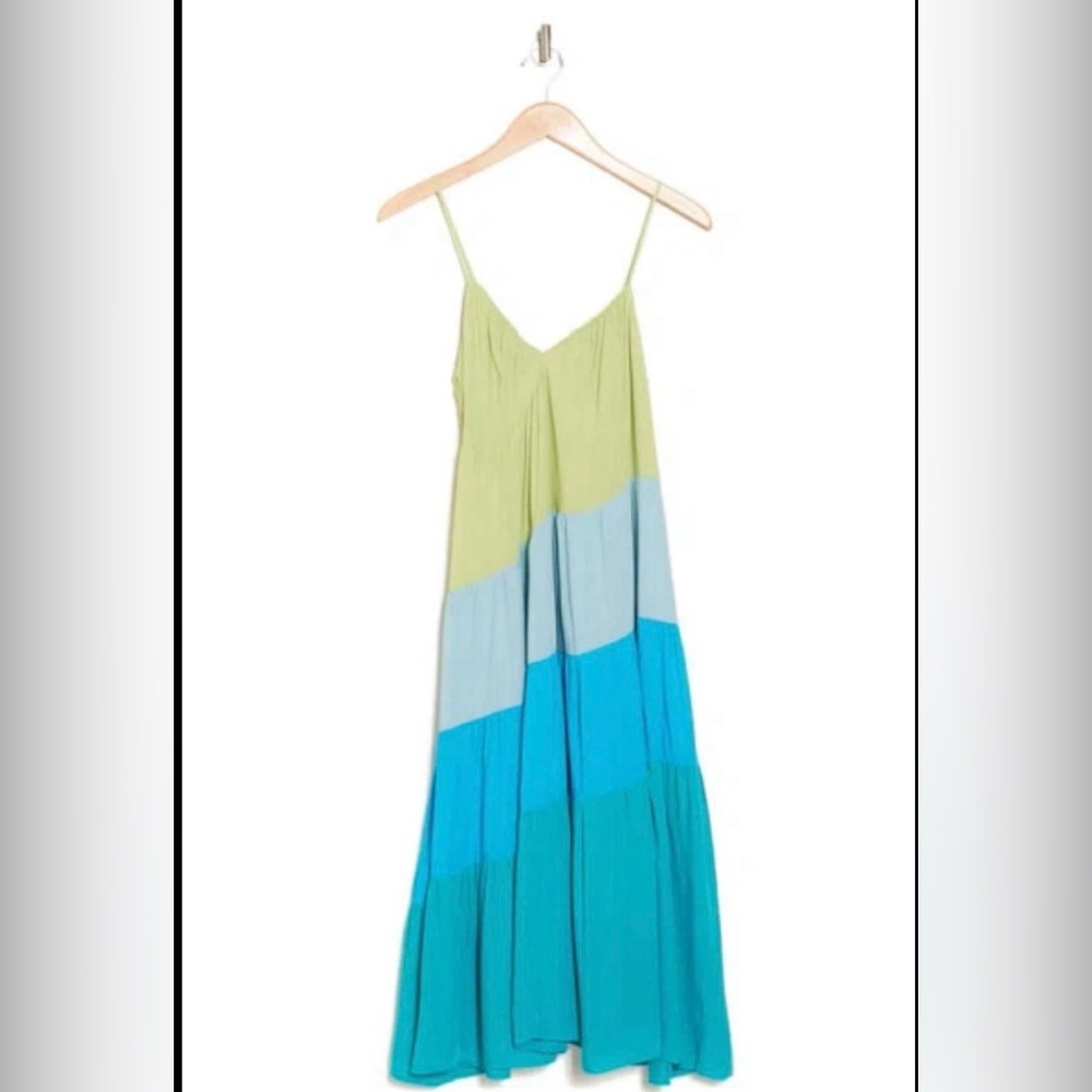 NWT - LUCY PARIS Positano Colorblock Maxi Dress In Blue Multi - XS
